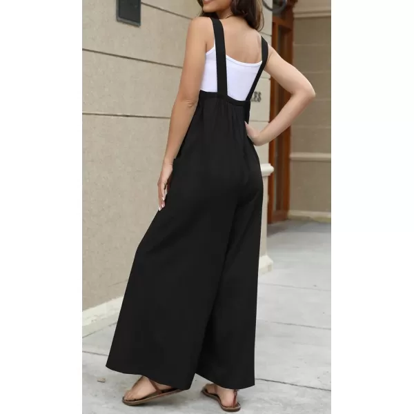 CHARTOU Women's Baggy Straight Wide-Leg Suspender Straps Bib Jumpsuit Overall Rompers