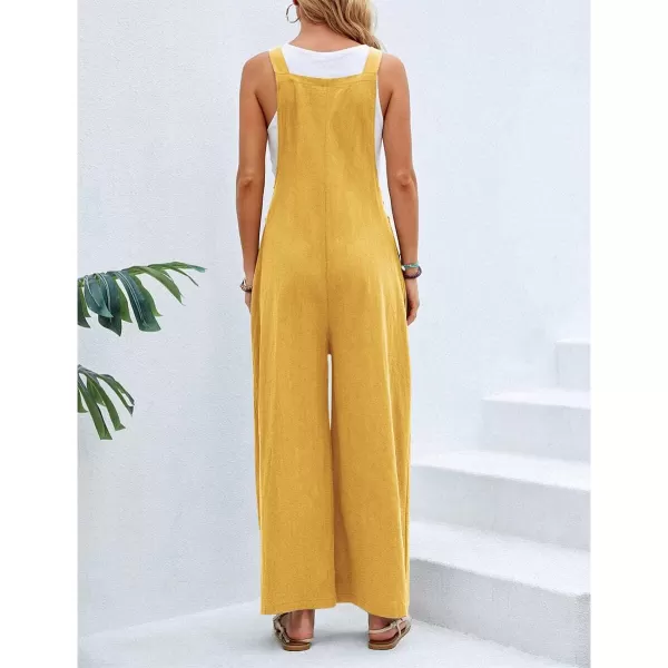 CHARTOU Women's Bib Overalls Sleeveless Loose Wide Leg Jumpsuits Rompers with Pockets