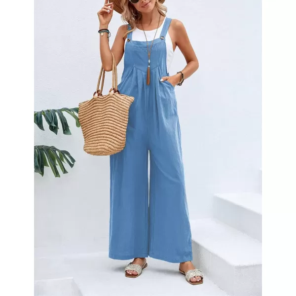 CHARTOU Women's Bib Overalls Sleeveless Loose Wide Leg Jumpsuits Rompers with Pockets