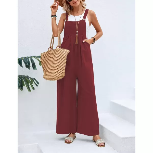 CHARTOU Women's Bib Overalls Sleeveless Loose Wide Leg Jumpsuits Rompers with Pockets