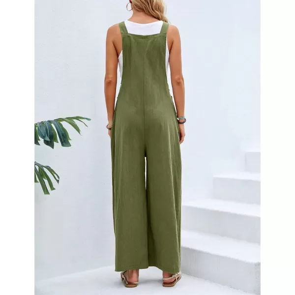 CHARTOU Women's Bib Overalls Sleeveless Loose Wide Leg Jumpsuits Rompers with Pockets