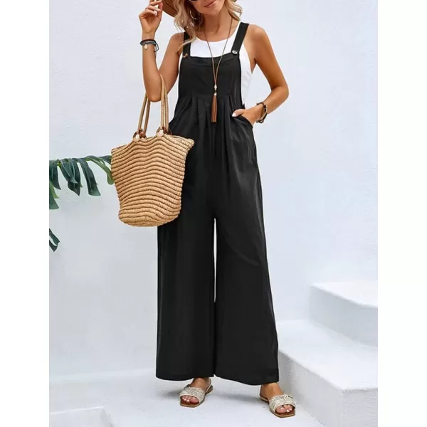 CHARTOU Women's Bib Overalls Sleeveless Loose Wide Leg Jumpsuits Rompers with Pockets