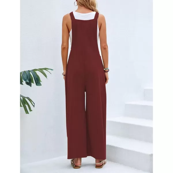 CHARTOU Women's Bib Overalls Sleeveless Loose Wide Leg Jumpsuits Rompers with Pockets