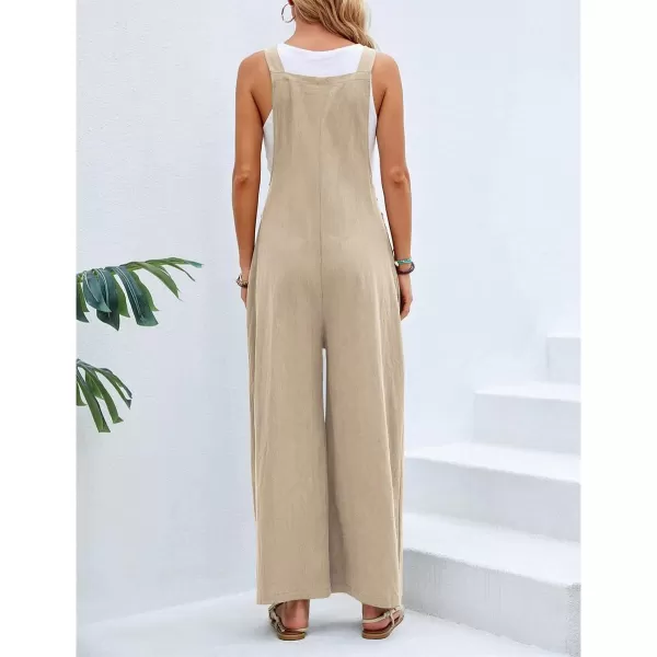 CHARTOU Women's Bib Overalls Sleeveless Loose Wide Leg Jumpsuits Rompers with Pockets