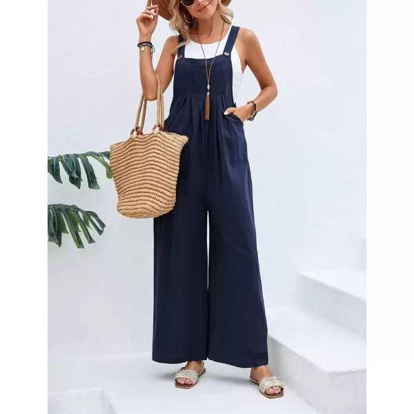 CHARTOU Women's Bib Overalls Sleeveless Loose Wide Leg Jumpsuits Rompers with Pockets