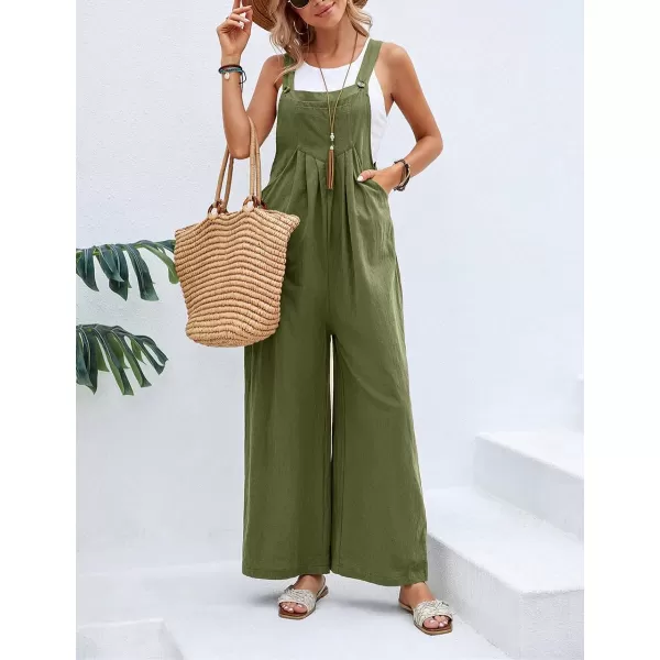 CHARTOU Women's Bib Overalls Sleeveless Loose Wide Leg Jumpsuits Rompers with Pockets