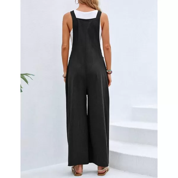 CHARTOU Women's Bib Overalls Sleeveless Loose Wide Leg Jumpsuits Rompers with Pockets