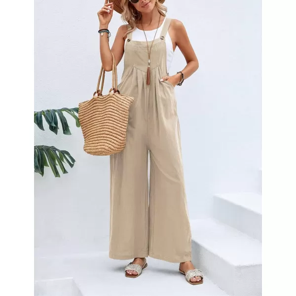 CHARTOU Women's Bib Overalls Sleeveless Loose Wide Leg Jumpsuits Rompers with Pockets