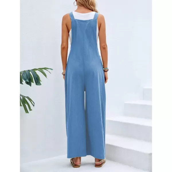 CHARTOU Women's Bib Overalls Sleeveless Loose Wide Leg Jumpsuits Rompers with Pockets