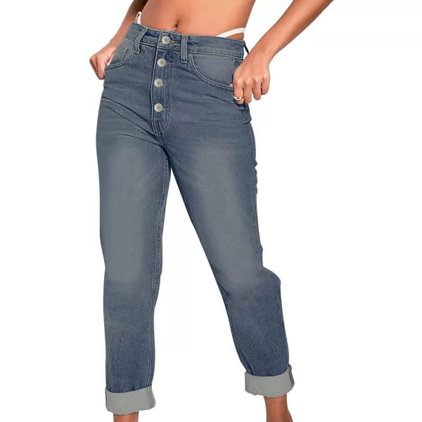 CHARTOU Women's Casual Denim High Waist 5-Pocket Straight Leg Jeans Pants