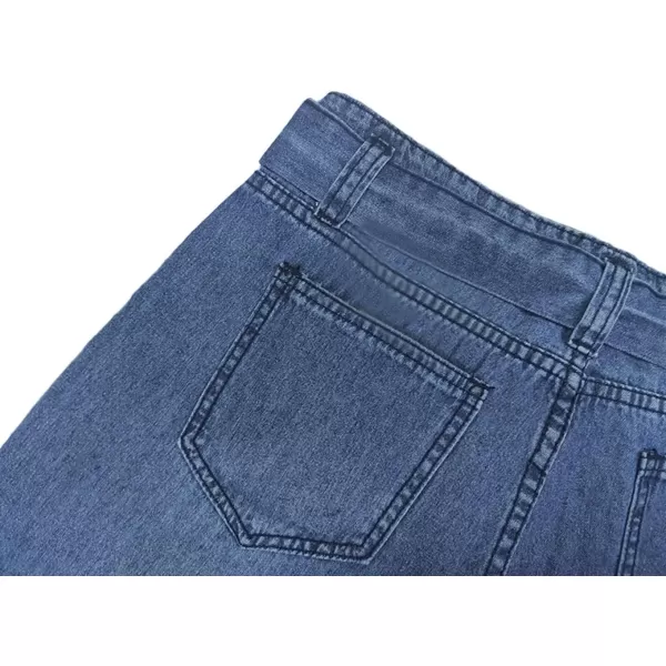 CHARTOU Women's Casual Wide Leg Denim Jeans Pants Tie Knot Distressed Flare Jeans