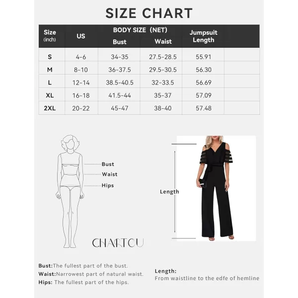 CHARTOU Women's Chiffon Wrap V Neck Summer Jumpsuit Mesh Cutout Wide Leg Pants Romper