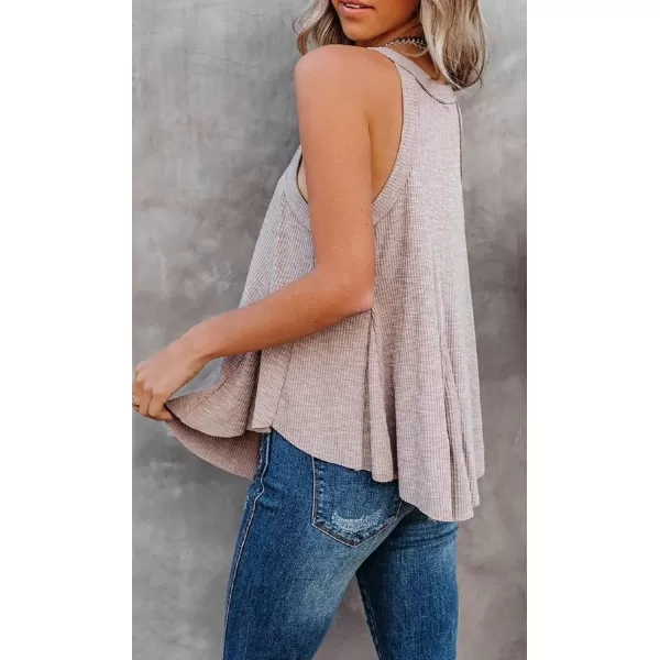 CHARTOU Women's Comfy V-Neck Sleeveless Irregular Pleats A-Line Camisole Shirt Tank Tops