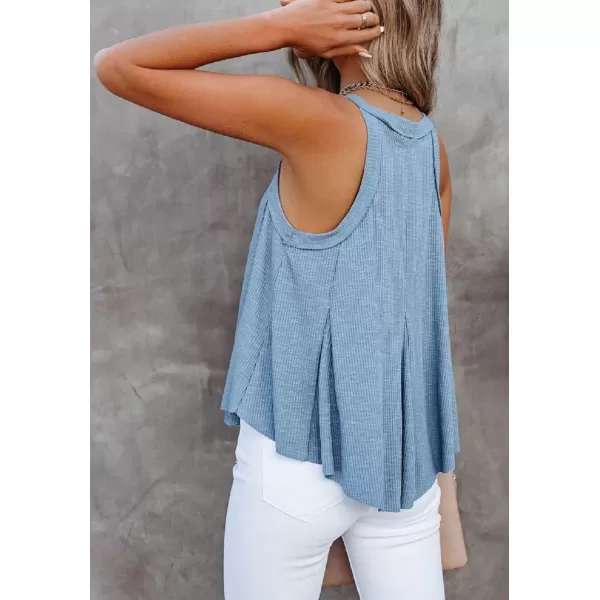 CHARTOU Women's Comfy V-Neck Sleeveless Irregular Pleats A-Line Camisole Shirt Tank Tops