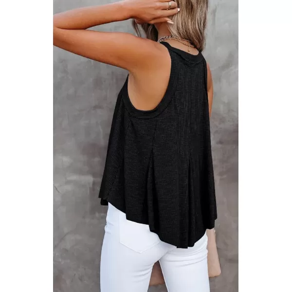 CHARTOU Women's Comfy V-Neck Sleeveless Irregular Pleats A-Line Camisole Shirt Tank Tops