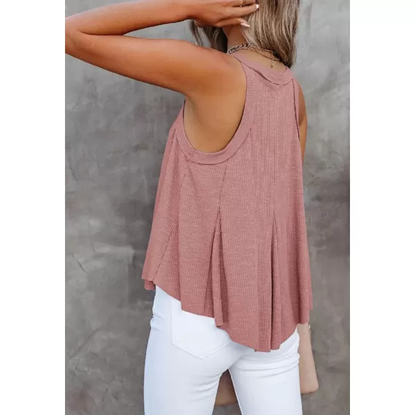 CHARTOU Women's Comfy V-Neck Sleeveless Irregular Pleats A-Line Camisole Shirt Tank Tops