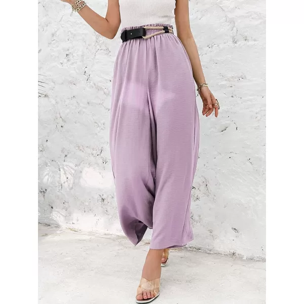 CHARTOU Women's Cotton Linen Wide Leg Pants Ruffled High Waisted Flare Loose Beach Palazzo Pants