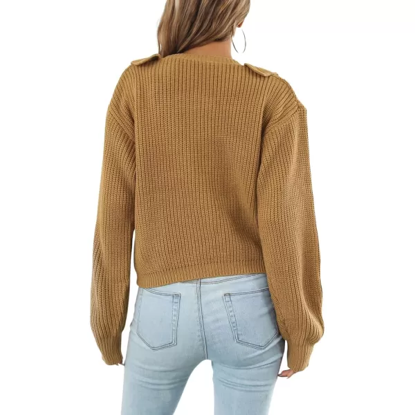 CHARTOU Women's Cute Ruffled Button Down Open Front Cardigans Sweater Crop Tops