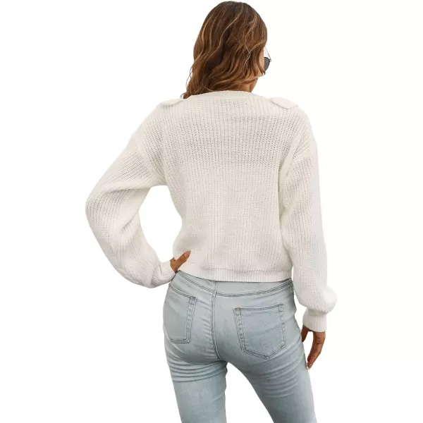 CHARTOU Women's Cute Ruffled Button Down Open Front Cardigans Sweater Crop Tops