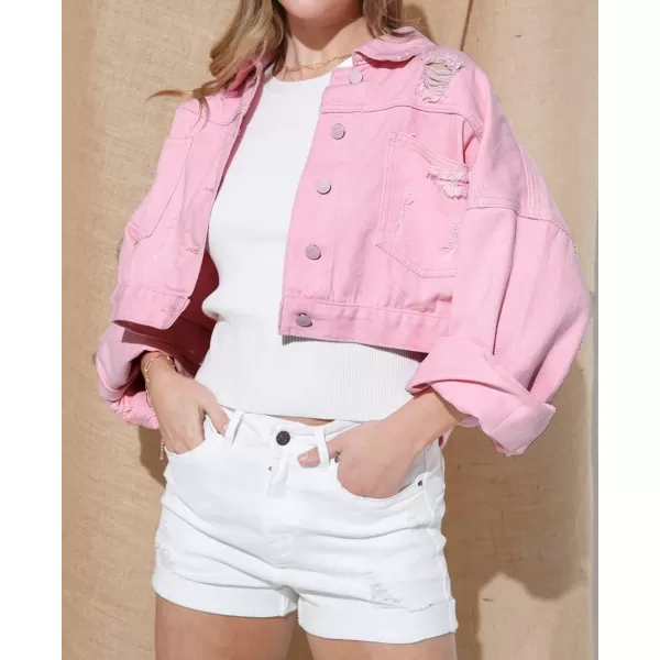 CHARTOU Women's Diamond Rodeo Rhinestone Denim Jacket Button Down Crop Fringe Jean Jacket