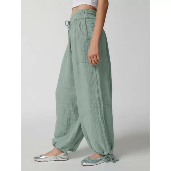 CHARTOU Women's Drawstring Elastic Waist Wide Leg Pants Lounge Lightweight Beach Palazzo Pants Pajamas