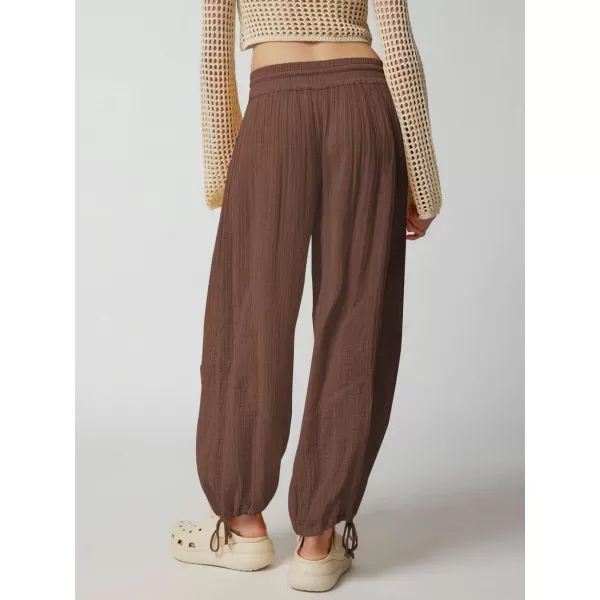 CHARTOU Women's Drawstring Elastic Waist Wide Leg Pants Lounge Lightweight Beach Palazzo Pants Pajamas