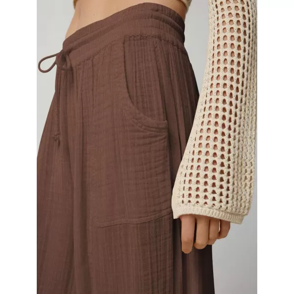 CHARTOU Women's Drawstring Elastic Waist Wide Leg Pants Lounge Lightweight Beach Palazzo Pants Pajamas