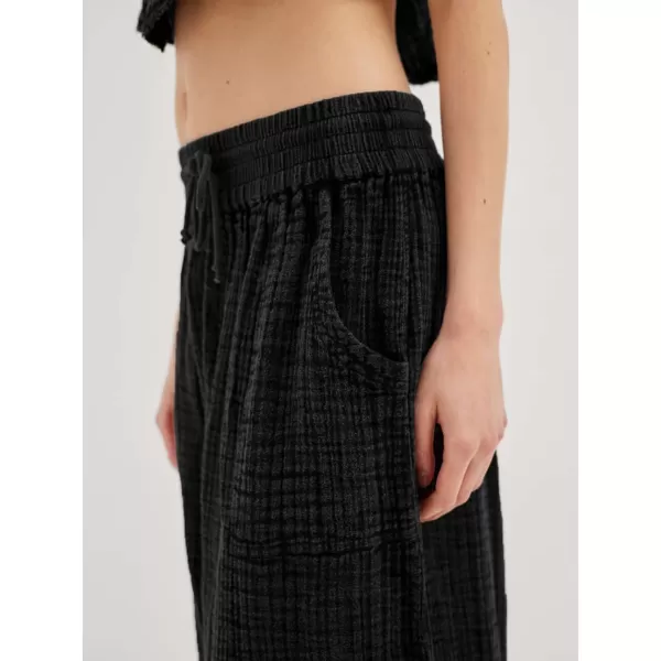 CHARTOU Women's Drawstring Elastic Waist Wide Leg Pants Lounge Lightweight Beach Palazzo Pants Pajamas