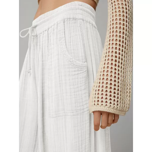 CHARTOU Women's Drawstring Elastic Waist Wide Leg Pants Lounge Lightweight Beach Palazzo Pants Pajamas