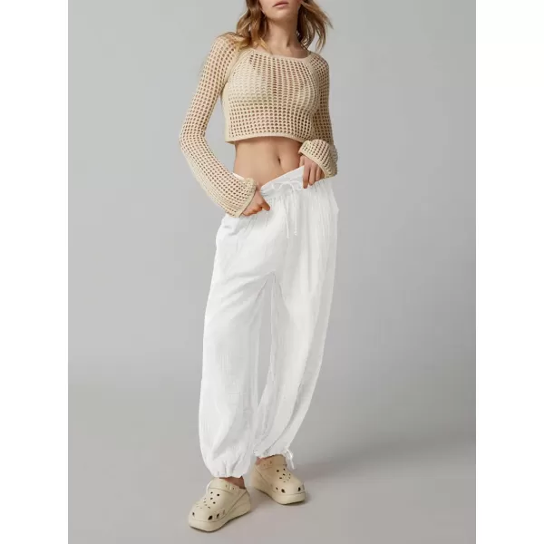 CHARTOU Women's Drawstring Elastic Waist Wide Leg Pants Lounge Lightweight Beach Palazzo Pants Pajamas
