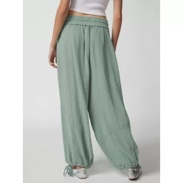 CHARTOU Women's Drawstring Elastic Waist Wide Leg Pants Lounge Lightweight Beach Palazzo Pants Pajamas