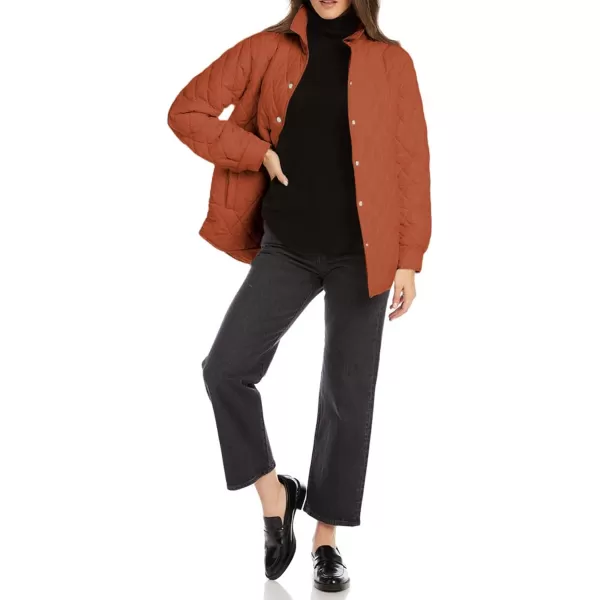 CHARTOU Women's Fall Winter Puffer Diamond-Quilted Button Up Shacket Lightweight Jacket Coat Outwear