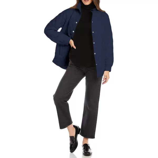 CHARTOU Women's Fall Winter Puffer Diamond-Quilted Button Up Shacket Lightweight Jacket Coat Outwear