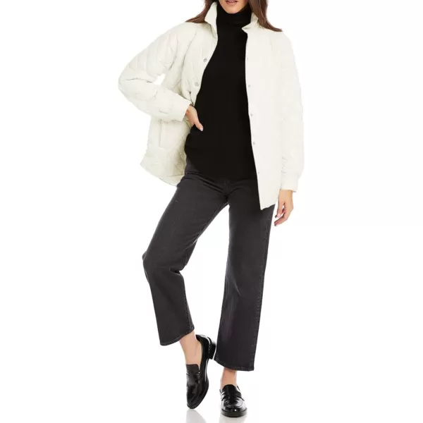 CHARTOU Women's Fall Winter Puffer Diamond-Quilted Button Up Shacket Lightweight Jacket Coat Outwear