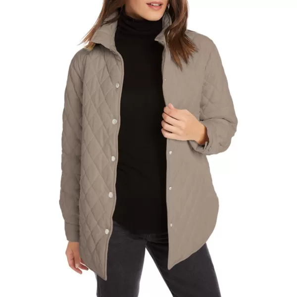 CHARTOU Women's Fall Winter Puffer Diamond-Quilted Button Up Shacket Lightweight Jacket Coat Outwear