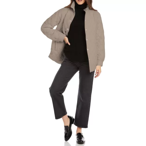CHARTOU Women's Fall Winter Puffer Diamond-Quilted Button Up Shacket Lightweight Jacket Coat Outwear