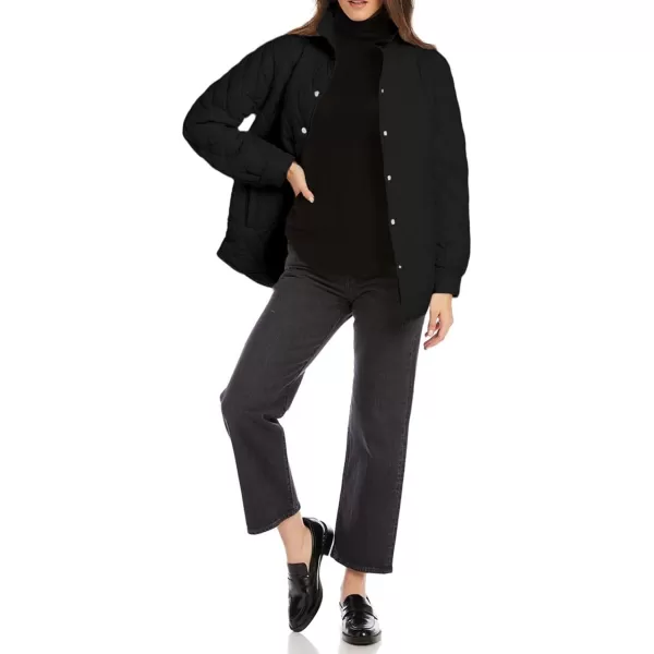 CHARTOU Women's Fall Winter Puffer Diamond-Quilted Button Up Shacket Lightweight Jacket Coat Outwear