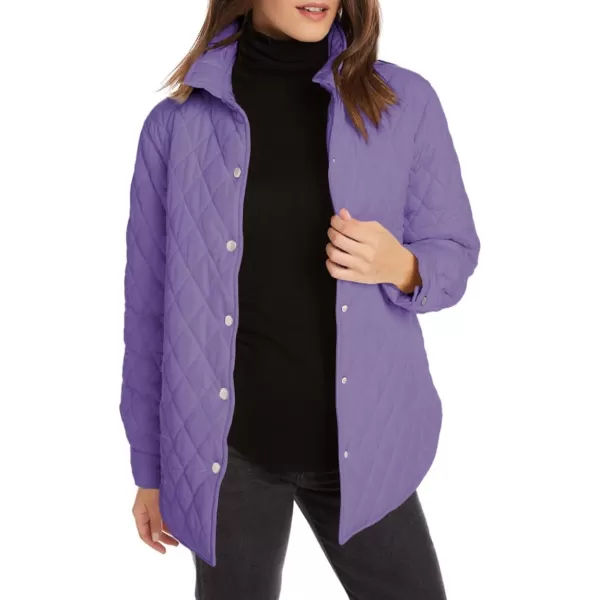 CHARTOU Women's Fall Winter Puffer Diamond-Quilted Button Up Shacket Lightweight Jacket Coat Outwear