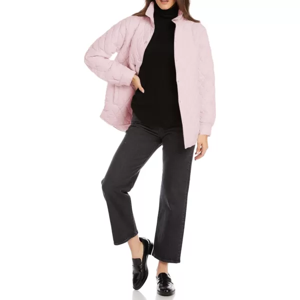 CHARTOU Women's Fall Winter Puffer Diamond-Quilted Button Up Shacket Lightweight Jacket Coat Outwear