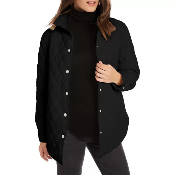 CHARTOU Women's Fall Winter Puffer Diamond-Quilted Button Up Shacket Lightweight Jacket Coat Outwear