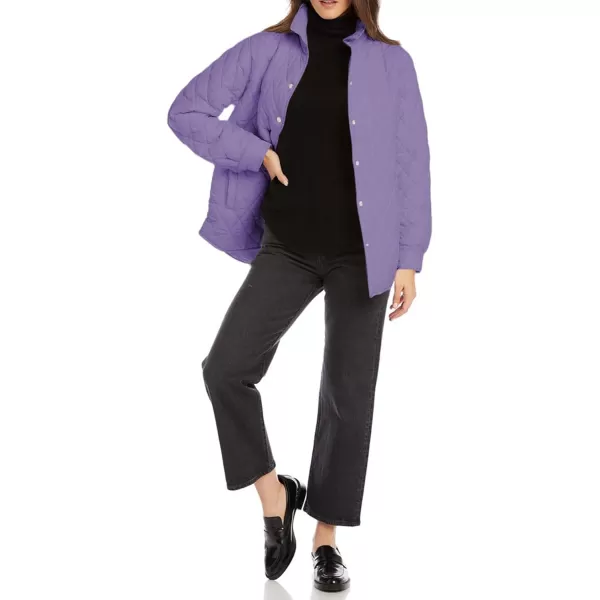 CHARTOU Women's Fall Winter Puffer Diamond-Quilted Button Up Shacket Lightweight Jacket Coat Outwear