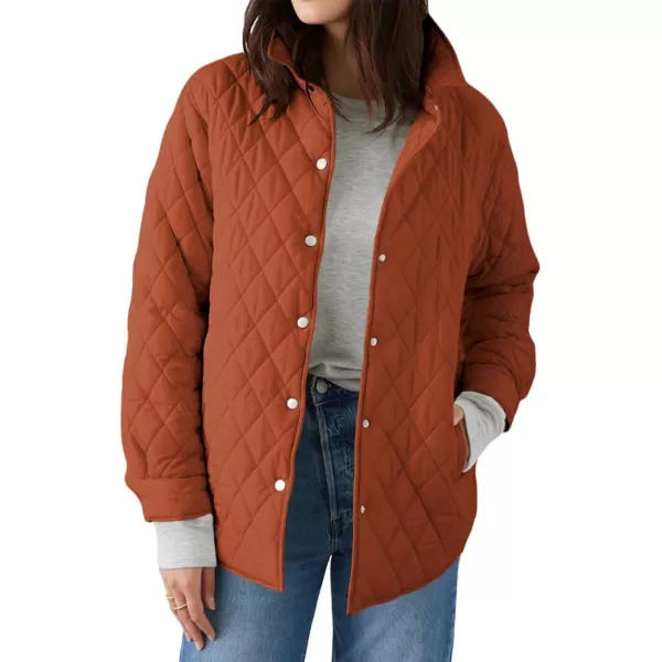 CHARTOU Women's Fall Winter Puffer Diamond-Quilted Button Up Shacket Lightweight Jacket Coat Outwear