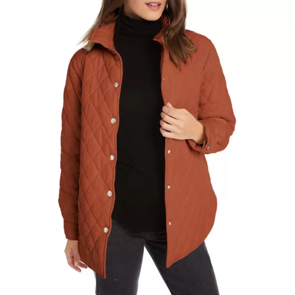 CHARTOU Women's Fall Winter Puffer Diamond-Quilted Button Up Shacket Lightweight Jacket Coat Outwear