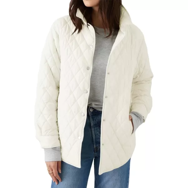 CHARTOU Women's Fall Winter Puffer Diamond-Quilted Button Up Shacket Lightweight Jacket Coat Outwear