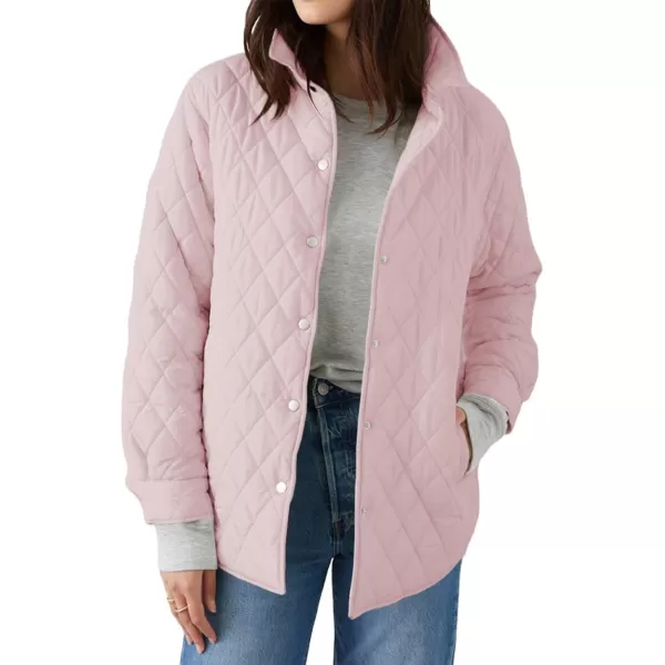 CHARTOU Women's Fall Winter Puffer Diamond-Quilted Button Up Shacket Lightweight Jacket Coat Outwear