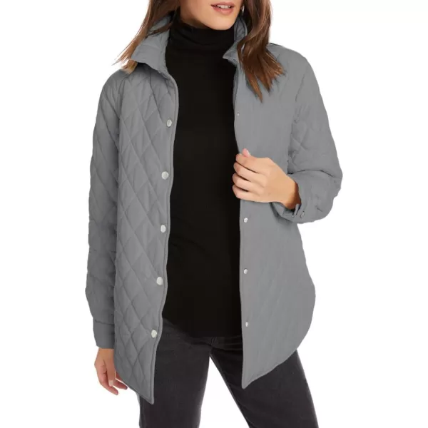 CHARTOU Women's Fall Winter Puffer Diamond-Quilted Button Up Shacket Lightweight Jacket Coat Outwear