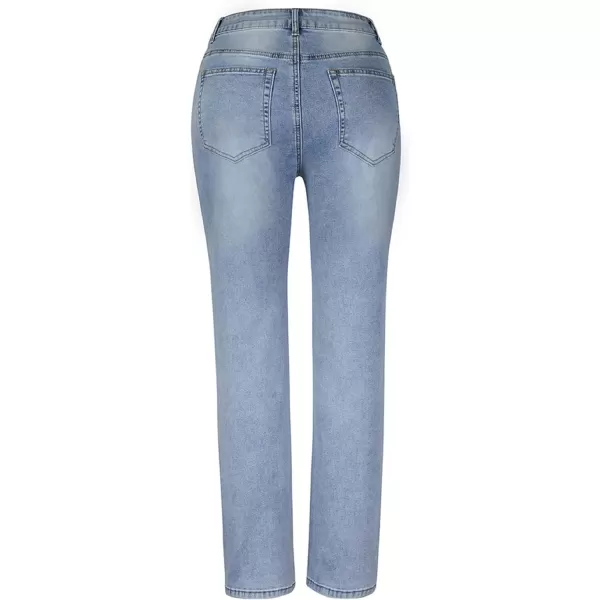 CHARTOU Women's Fashion Irregular Mid-Rise Destroyed Holes Straight Leg Denim Jeans Pants