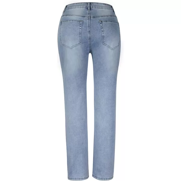 CHARTOU Women's Fashion Irregular Mid-Rise Destroyed Holes Straight Leg Denim Jeans Pants