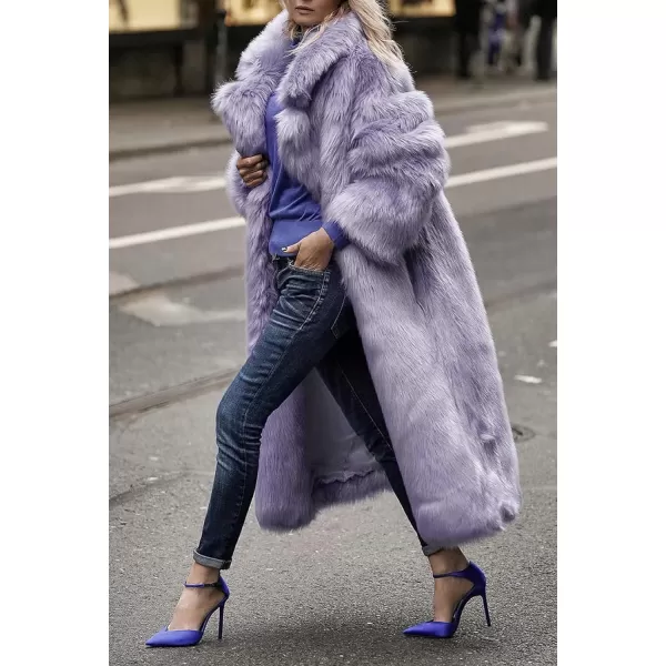 CHARTOU Women's Fluffy Faux Fur Overcoat Winter Warm Thicken Open Front Long Maxi Outwear