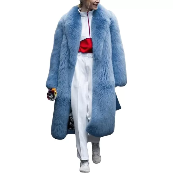 CHARTOU Women's Fluffy Faux Fur Overcoat Winter Warm Thicken Open Front Long Maxi Outwear